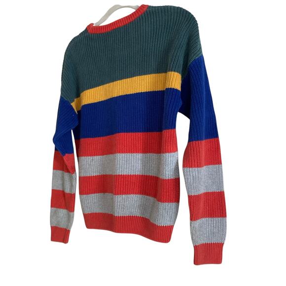 Kids Hanna Anderson Red Green Striped Cotton Knit Kidcore Colorful Sweater Sz 12 - Picture 5 of 16